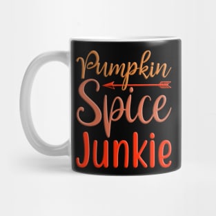 Pumpkin Spice Junkie, colorful autumn, fall seasonal design Mug